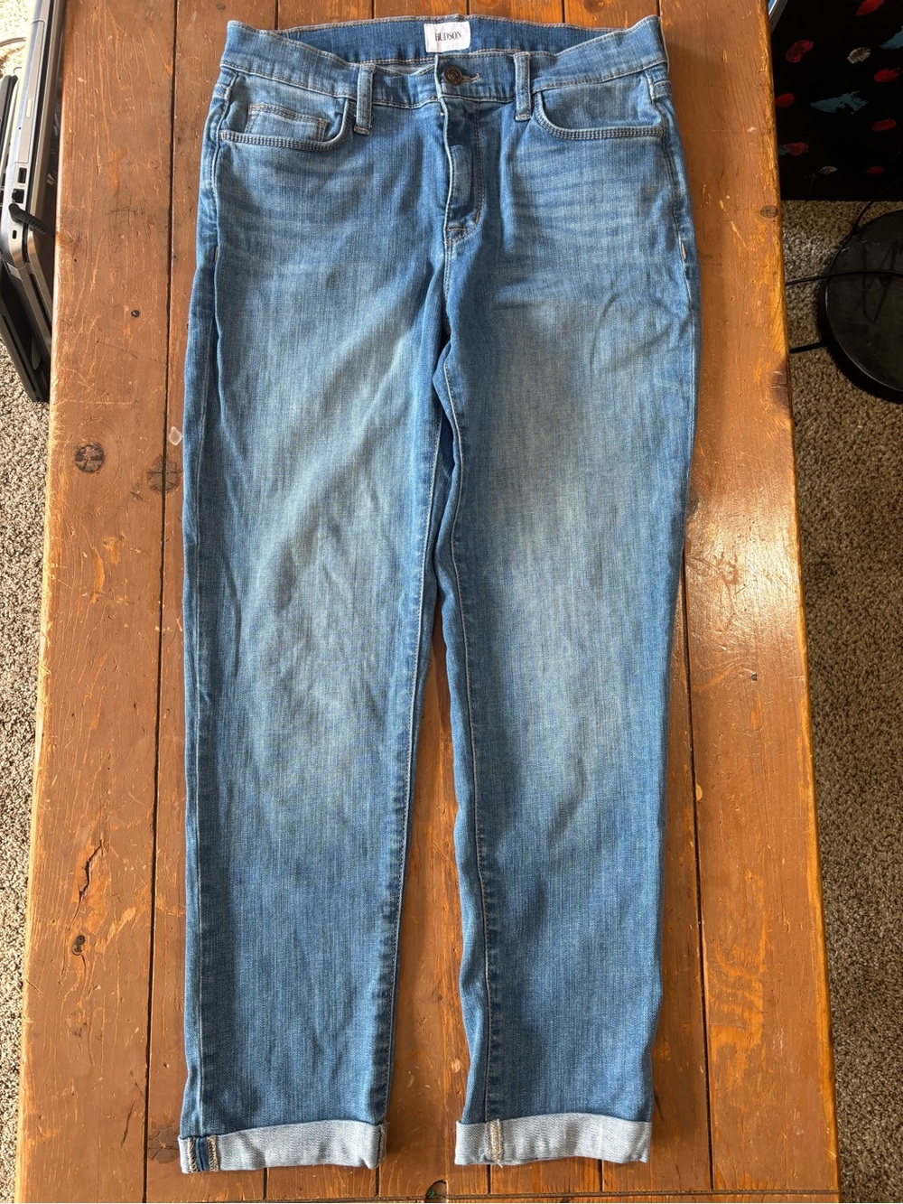 Hudson Natalie Midrise Slim Boyfriend Crop Blue Katya Jeans